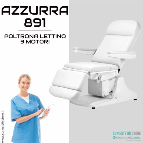 Azzurra 891 poltrona lettino elettrica professionale 3 motori estetica 