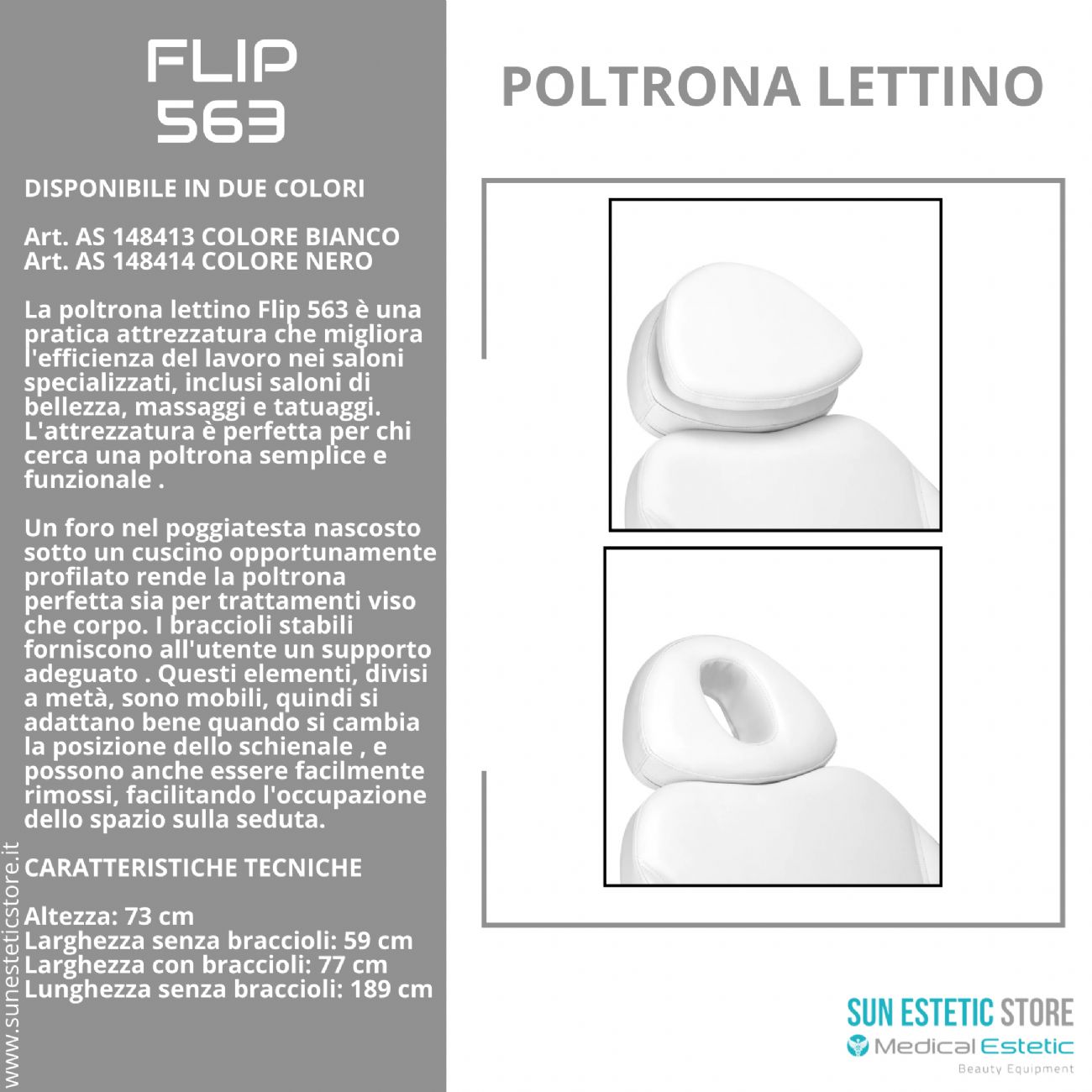 Flip 563 poltrona lettino manuale estetica tattoo