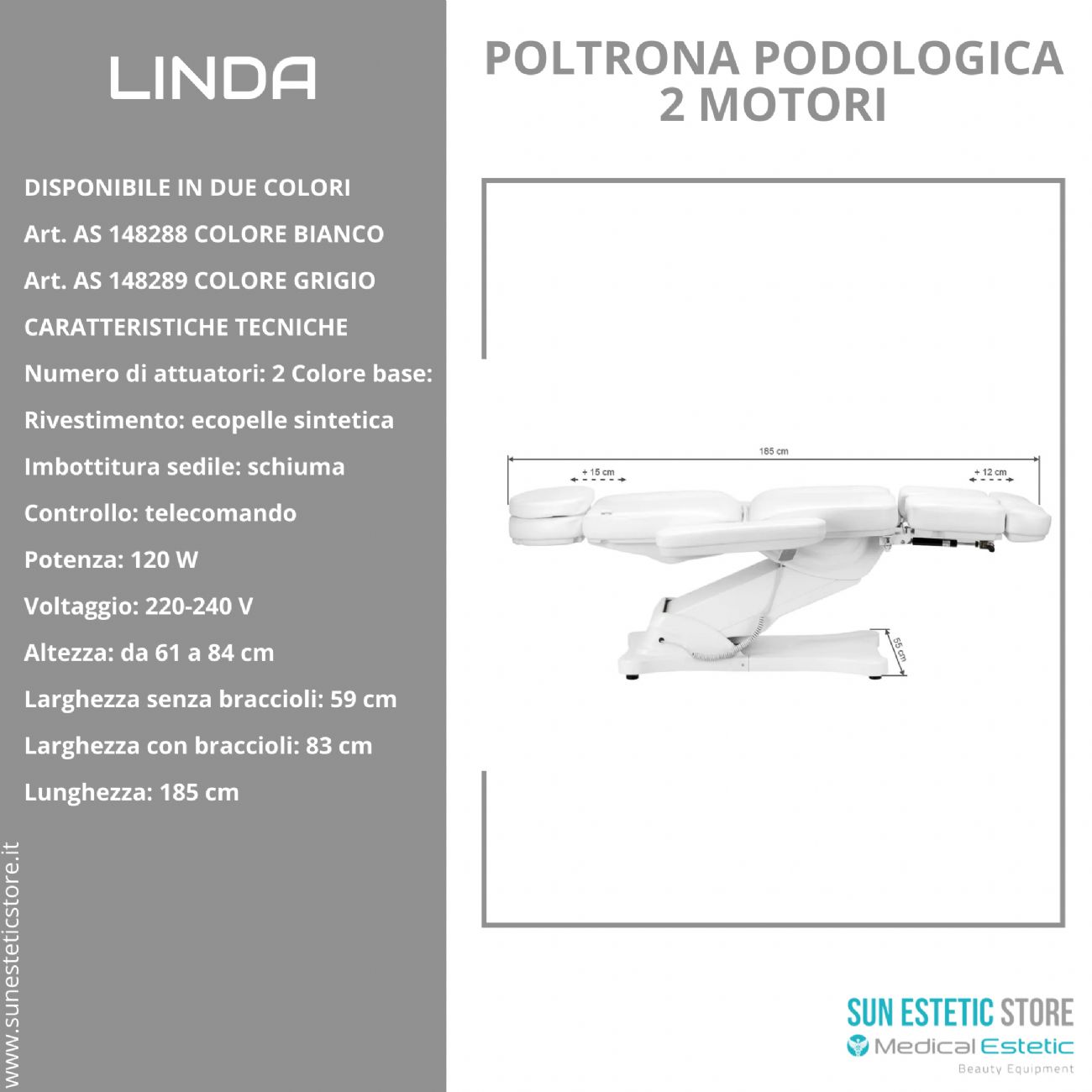 Linda poltrona podologica elettrica 2 motori estetica