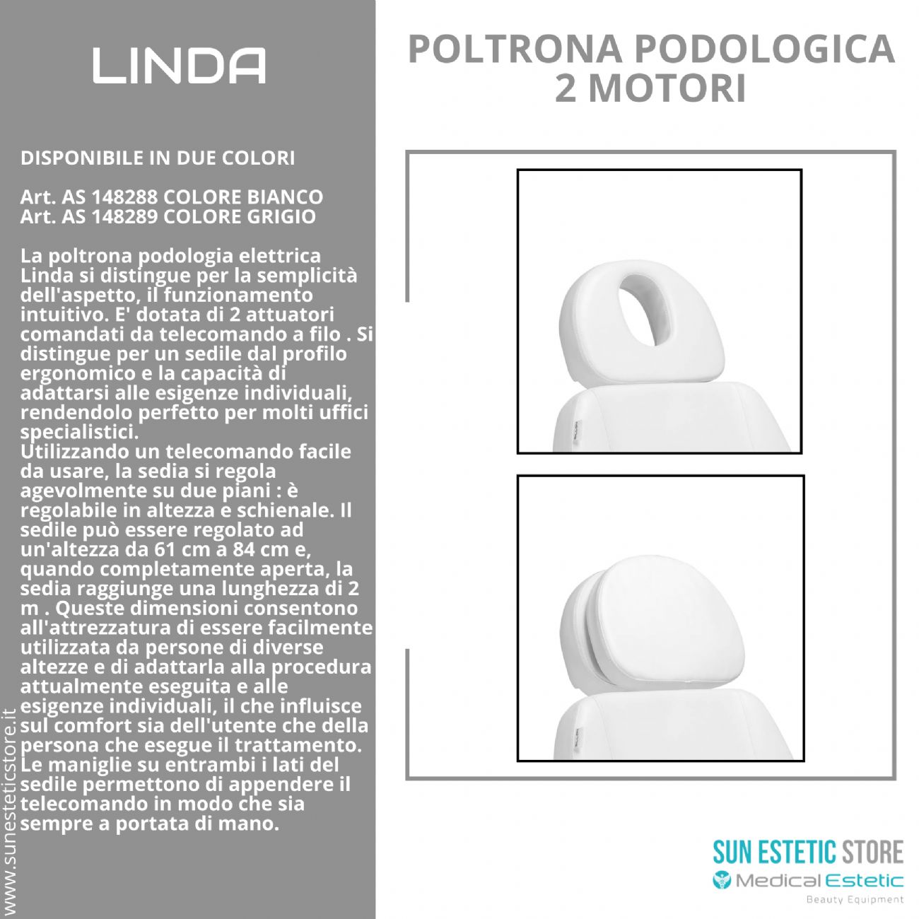 Linda poltrona podologica elettrica 2 motori estetica