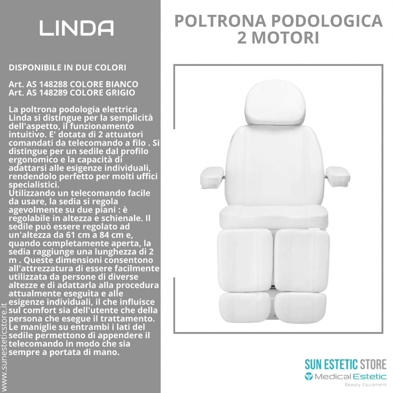 Linda poltrona podologica elettrica 2 motori estetica