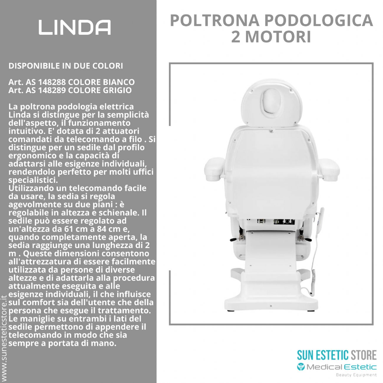 Linda poltrona podologica elettrica 2 motori estetica