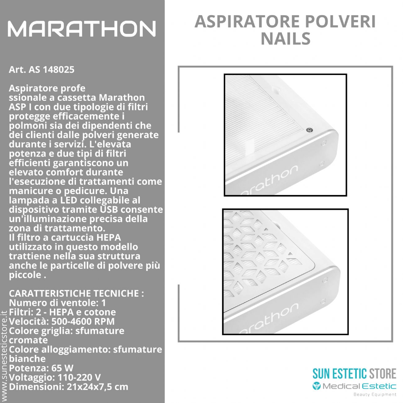 Marathon aspiratore professionale polveri manicure nails