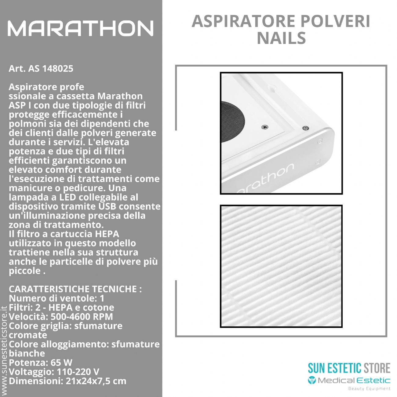 Marathon aspiratore professionale polveri manicure nails