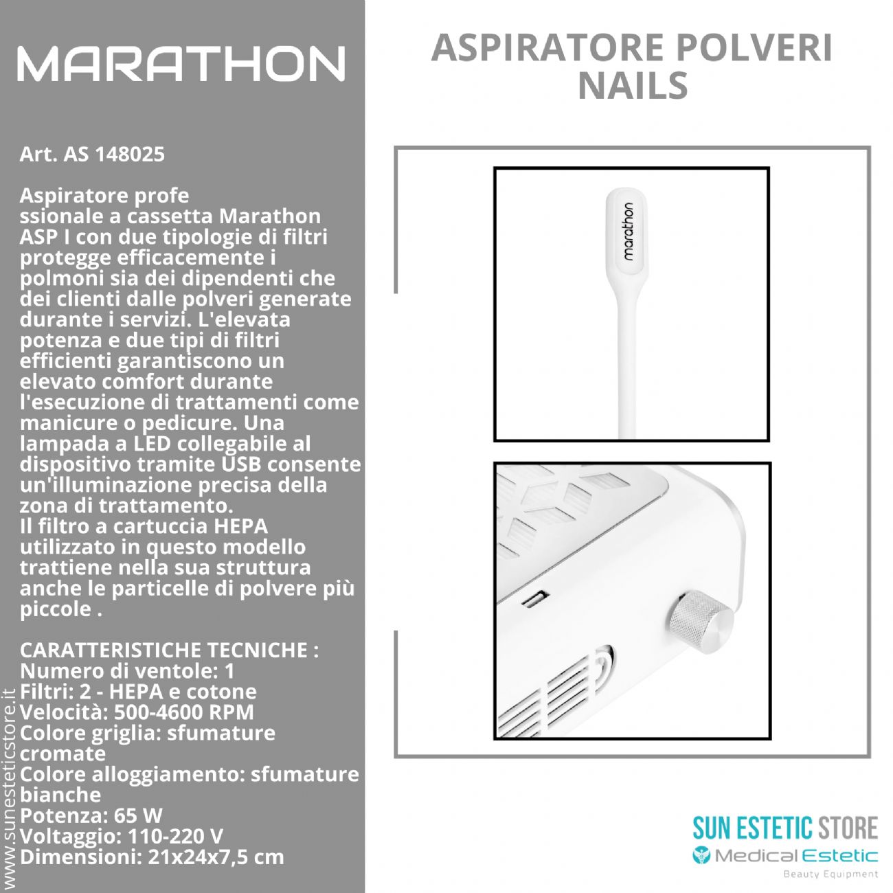 Marathon aspiratore professionale polveri manicure nails