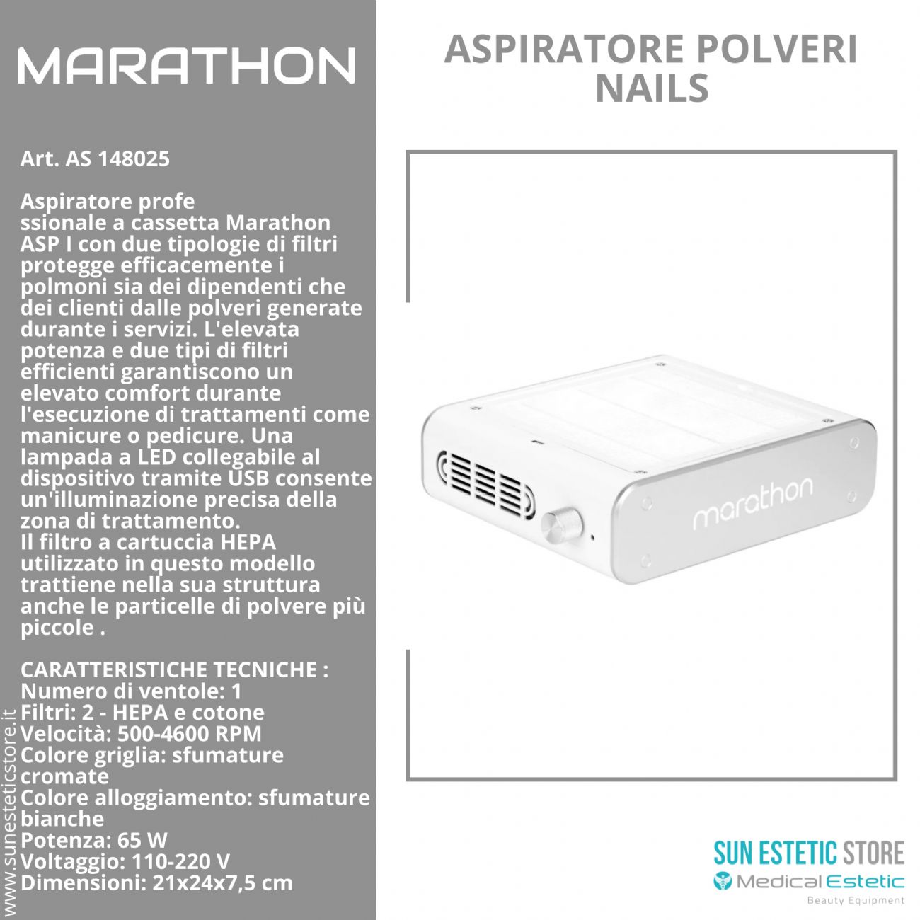 Marathon aspiratore professionale polveri manicure nails