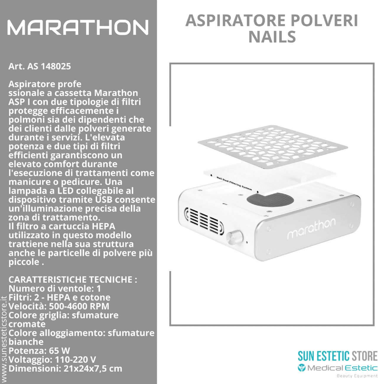 Marathon aspiratore professionale polveri manicure nails