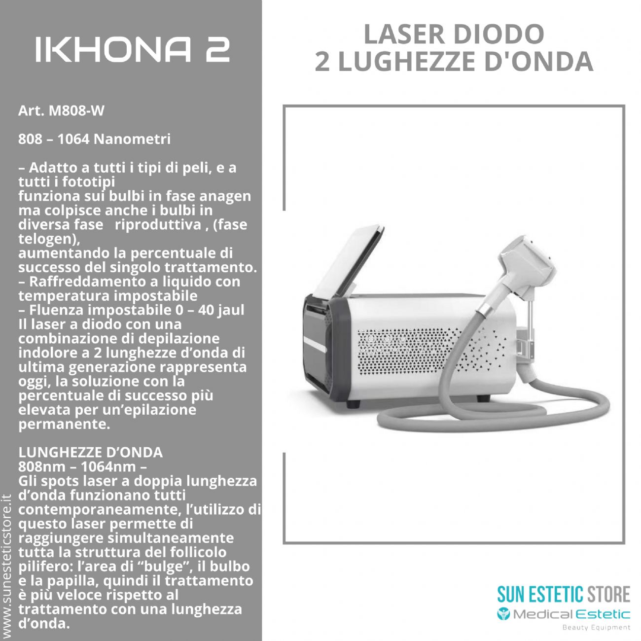 IKHONA 2 LASER DIODO   DUE LUNGHEZZE D’ONDA 808 – 1064 NM