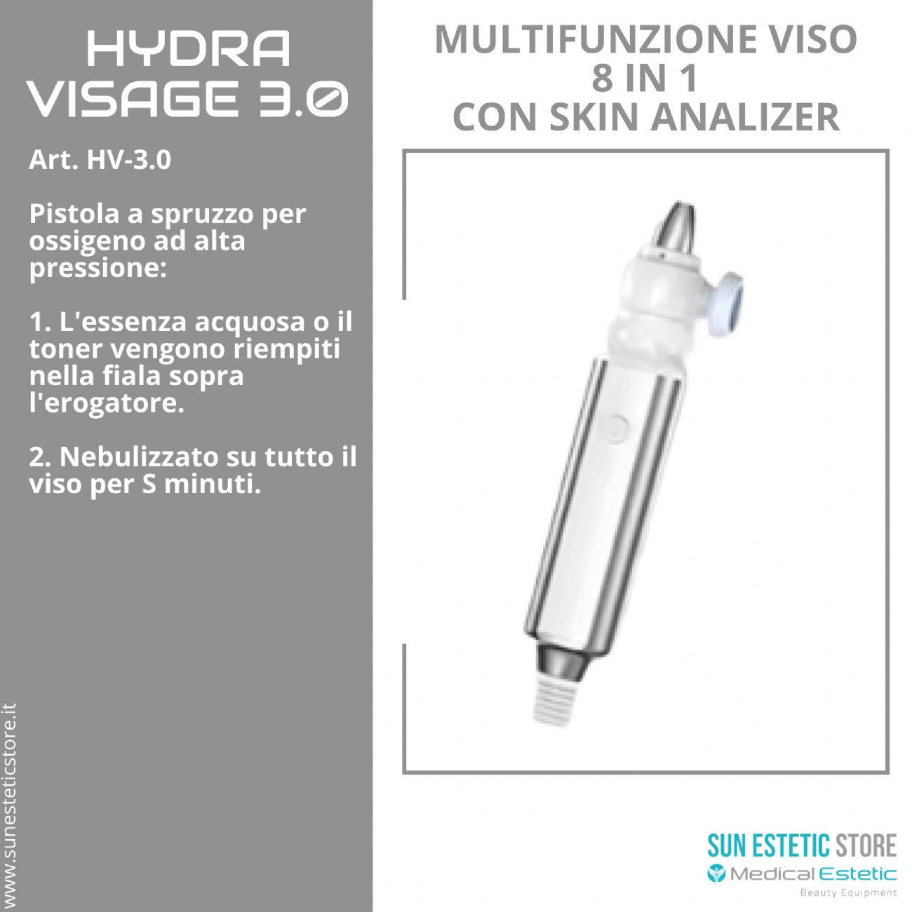 Hydra Visage 3.0 multifunzione viso 8 in 1 con analisi della pelle