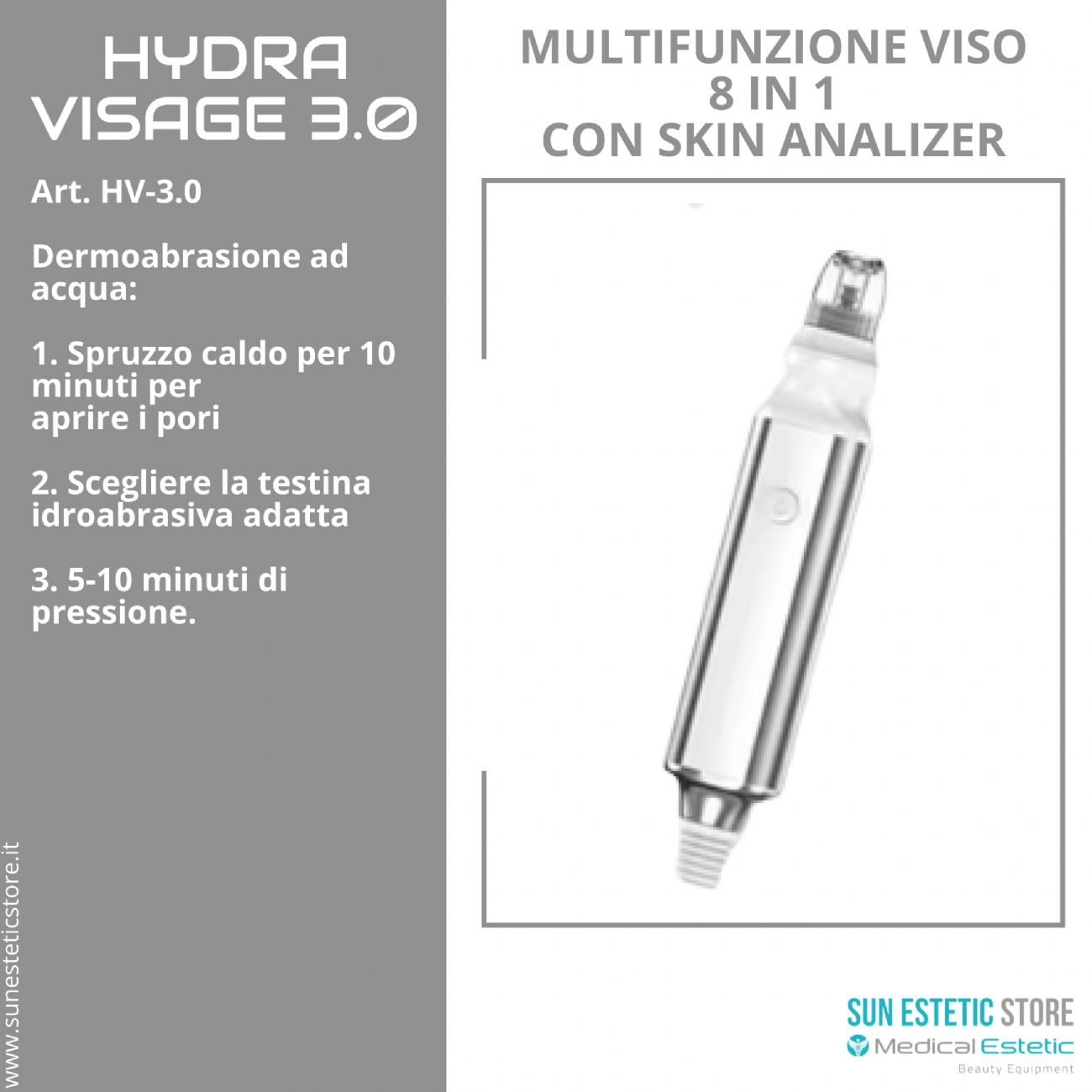 Hydra Visage 3.0 multifunzione viso 8 in 1 con analisi della pelle