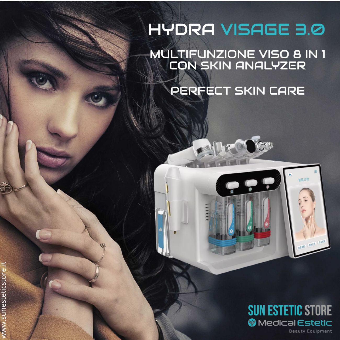 Hydra Visage 3.0 multifunzione viso 8 in 1 con analisi della pelle