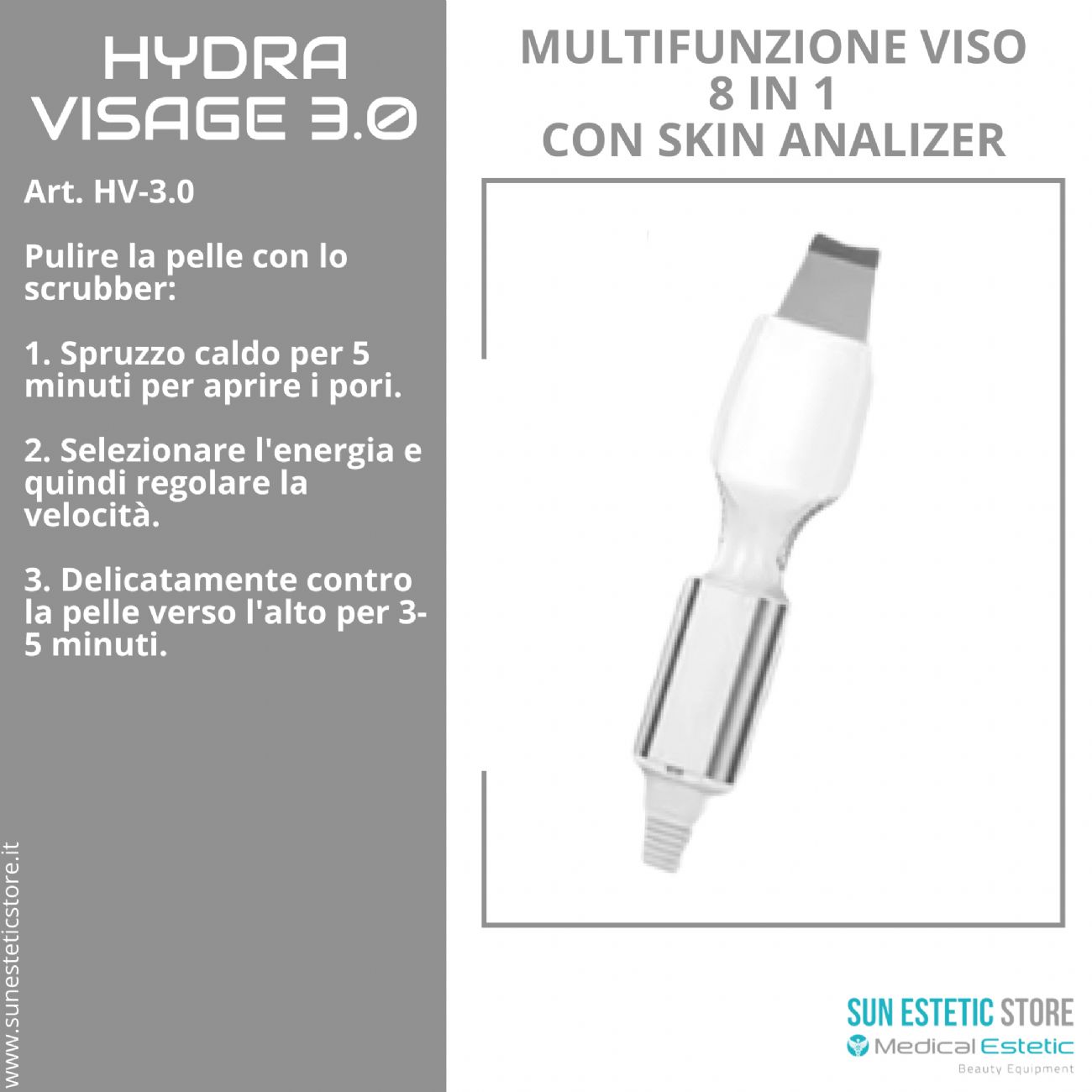 Hydra Visage 3.0 multifunzione viso 8 in 1 con analisi della pelle