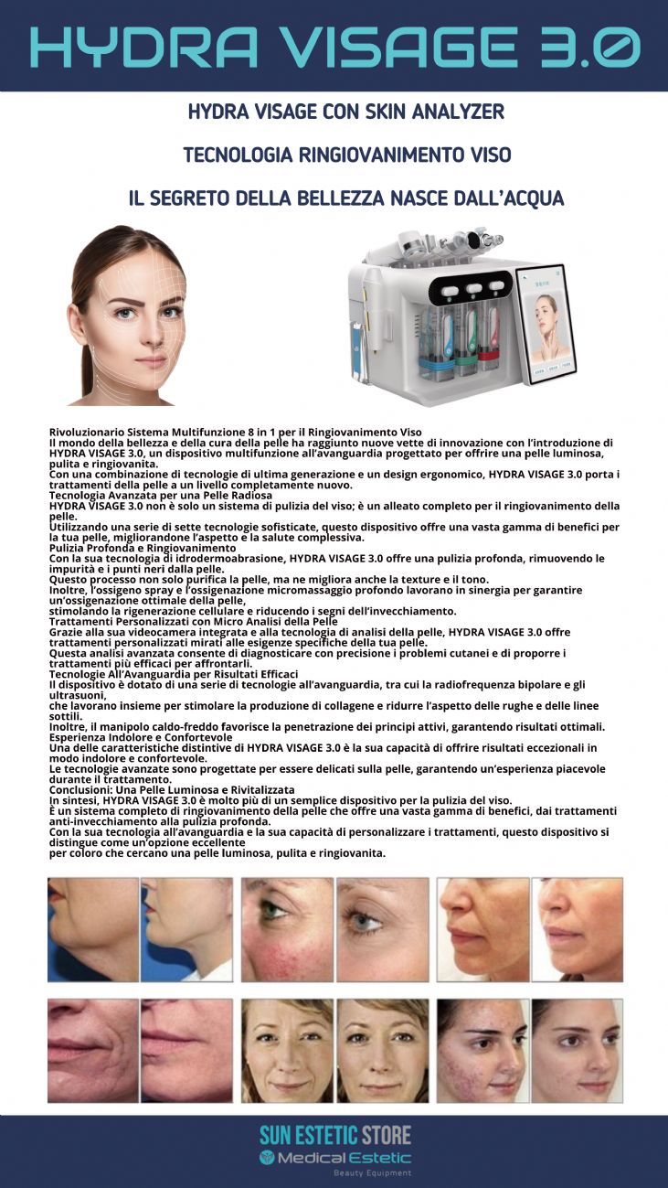 Hydra Visage 3.0 multifunzione viso 8 in 1 con analisi della pelle