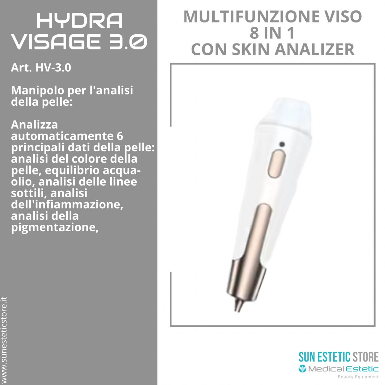 Hydra Visage 3.0 multifunzione viso 8 in 1 con analisi della pelle