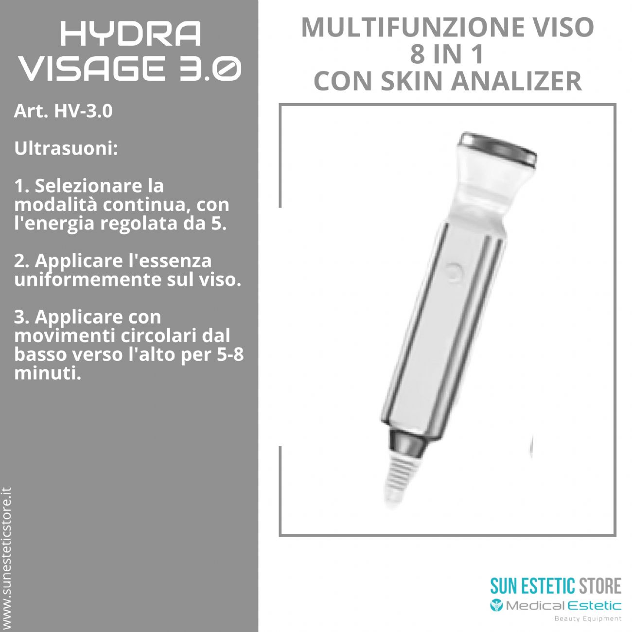 Hydra Visage 3.0 multifunzione viso 8 in 1 con analisi della pelle