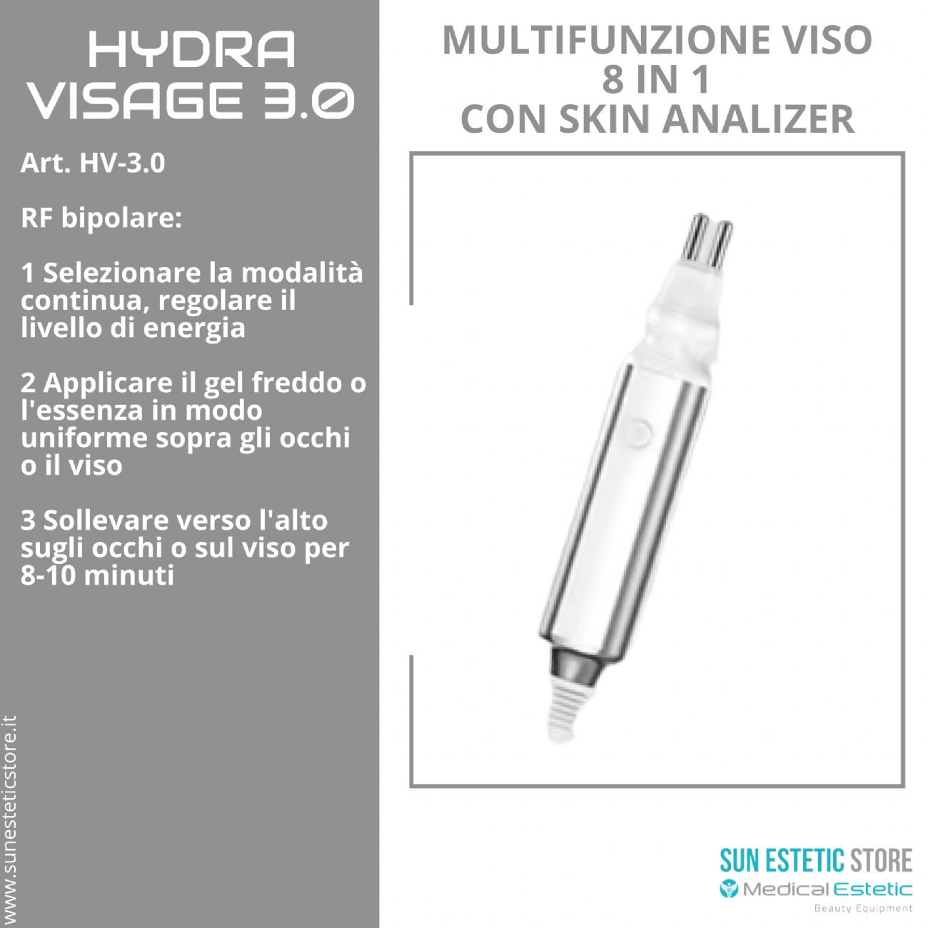 Hydra Visage 3.0 multifunzione viso 8 in 1 con analisi della pelle