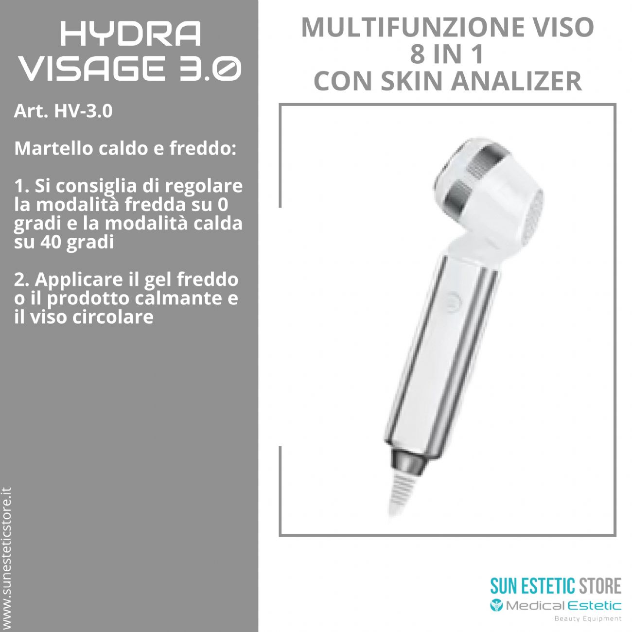 Hydra Visage 3.0 multifunzione viso 8 in 1 con analisi della pelle