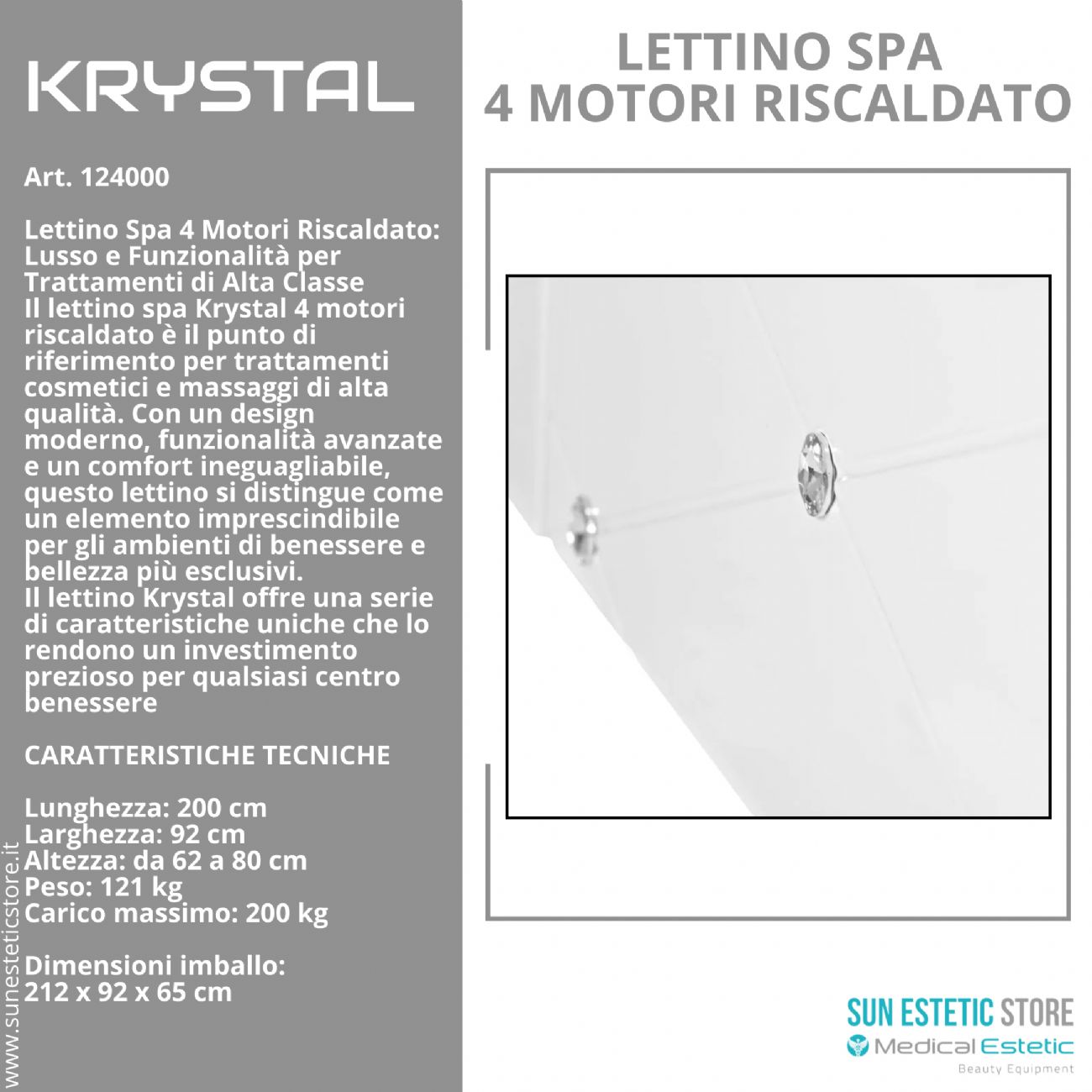 Krystal lettino spa elettrico 4 motori riscaldato