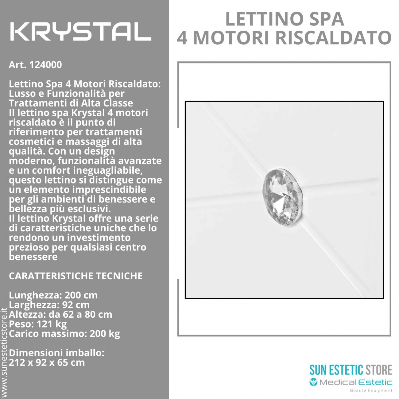 Krystal lettino spa elettrico 4 motori riscaldato