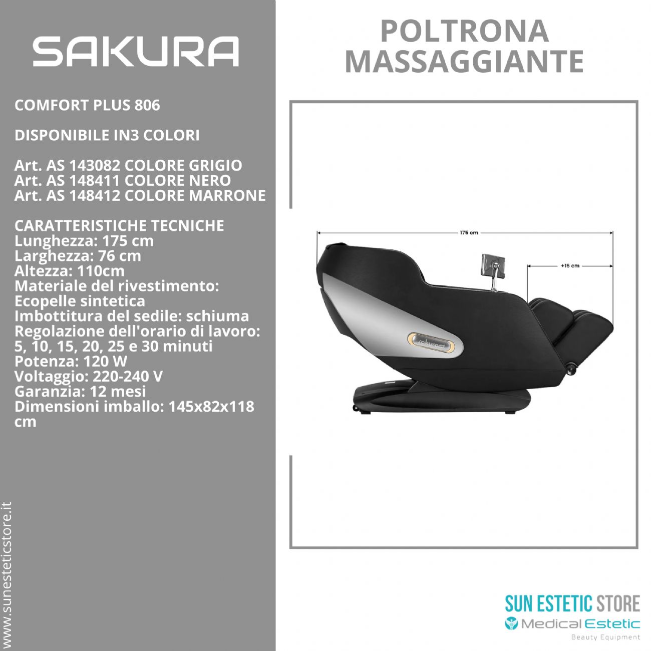 SAKURA COMFORT PLUS 806 POLTRONA MASSAGGIANTE