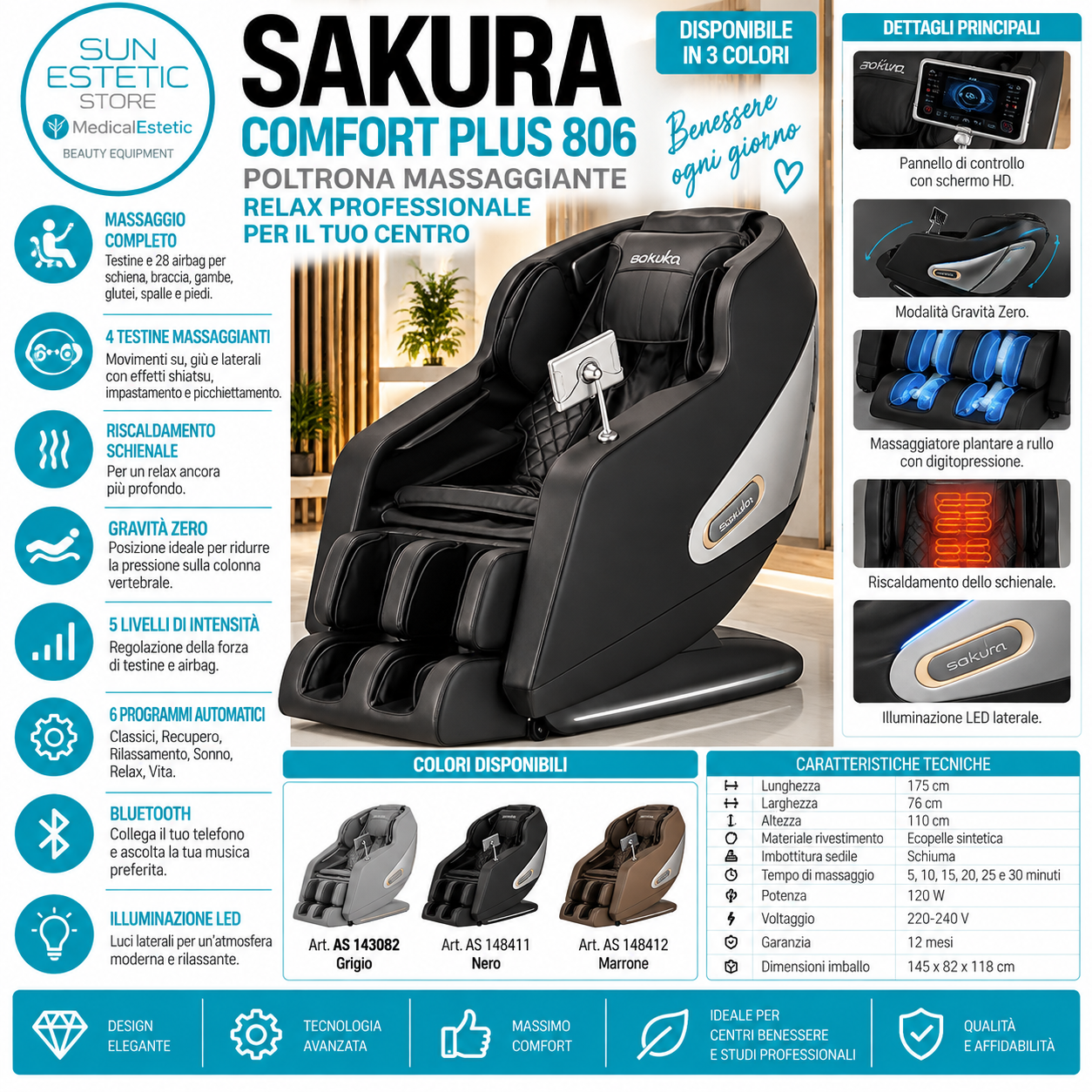 SAKURA COMFORT PLUS 806 POLTRONA MASSAGGIANTE