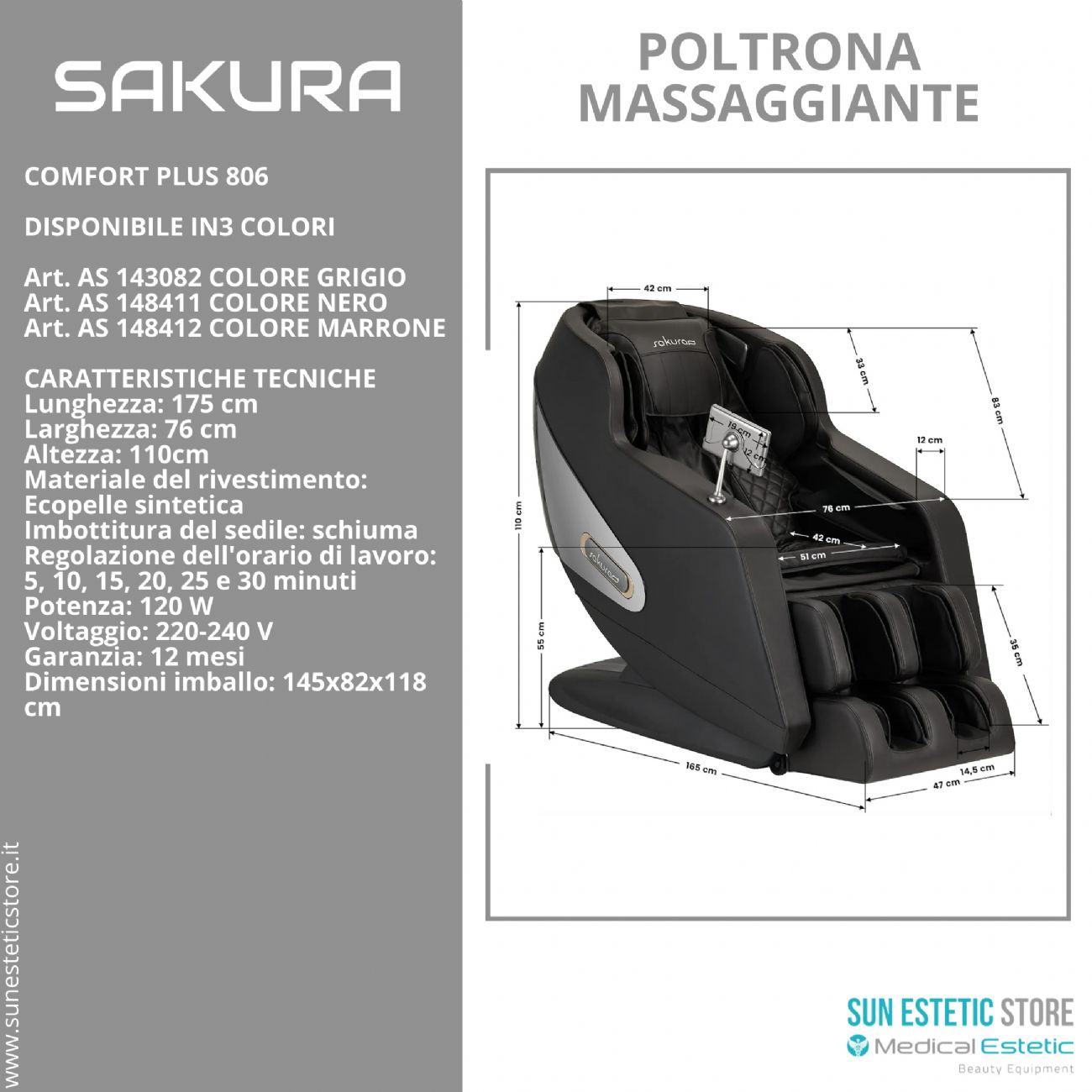 SAKURA COMFORT PLUS 806 POLTRONA MASSAGGIANTE