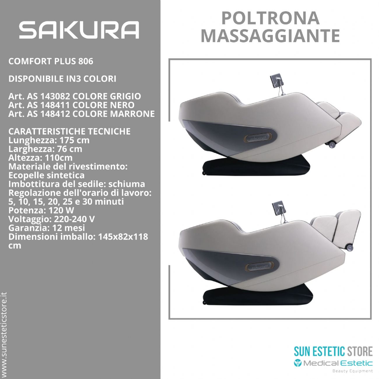 SAKURA COMFORT PLUS 806 POLTRONA MASSAGGIANTE