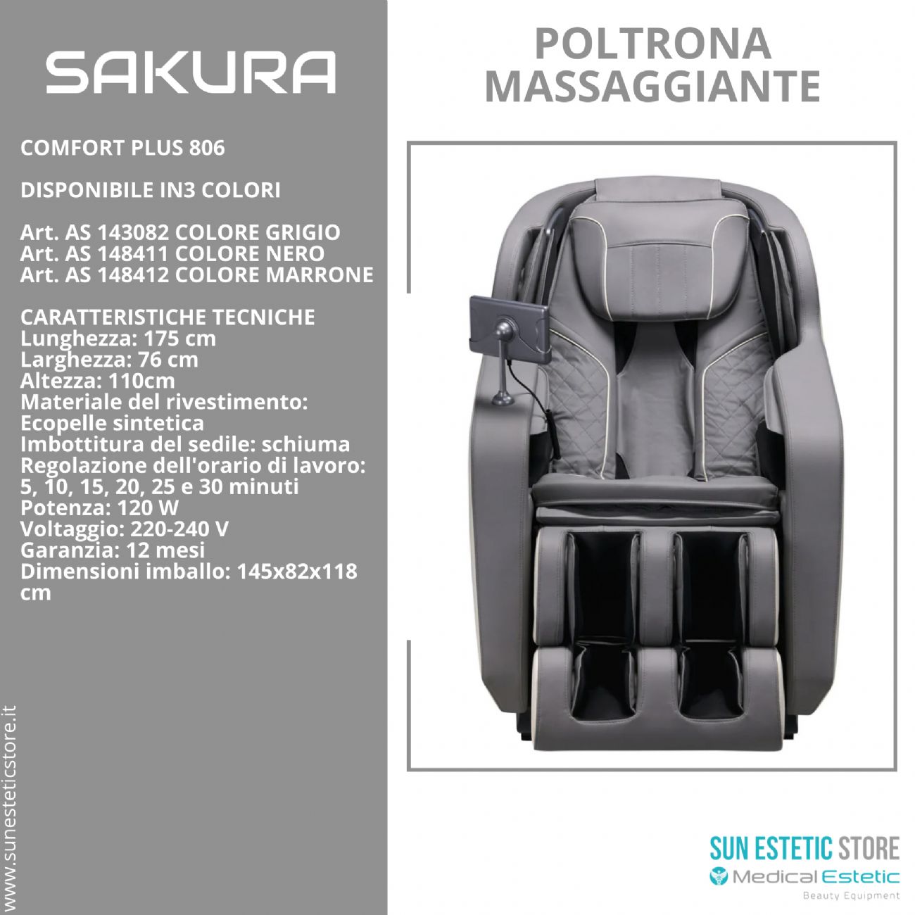 SAKURA COMFORT PLUS 806 POLTRONA MASSAGGIANTE