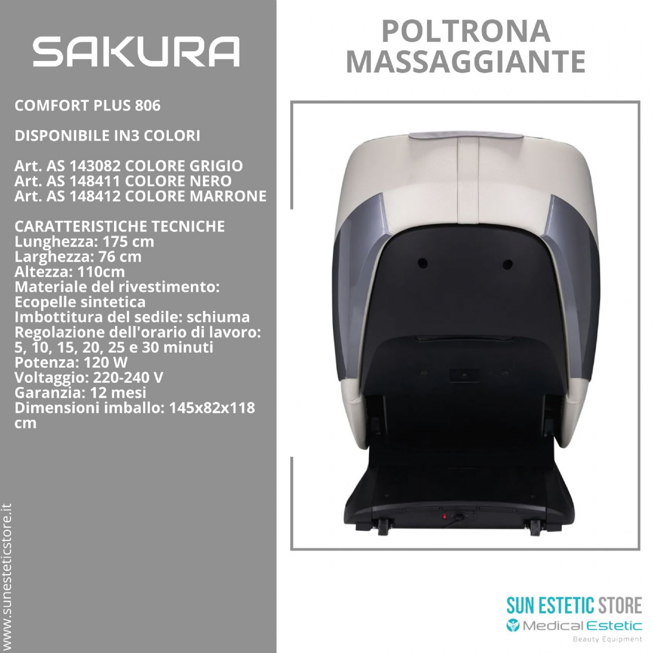 SAKURA COMFORT PLUS 806 POLTRONA MASSAGGIANTE