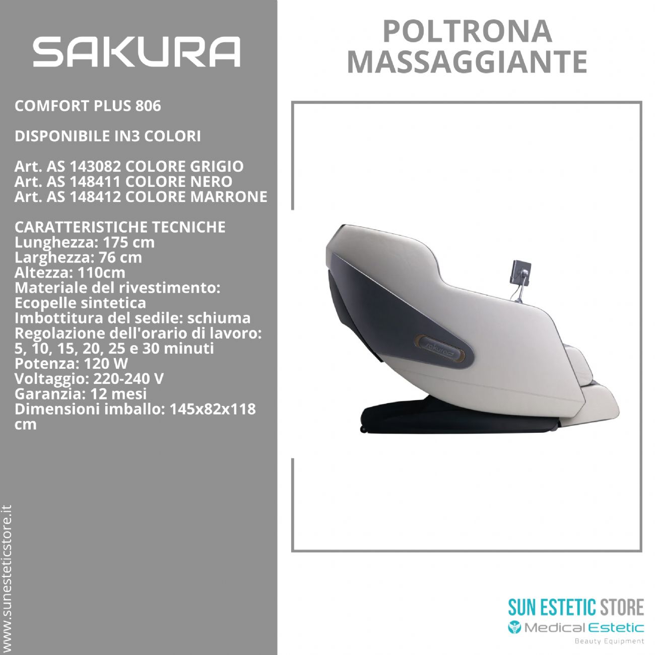 SAKURA COMFORT PLUS 806 POLTRONA MASSAGGIANTE