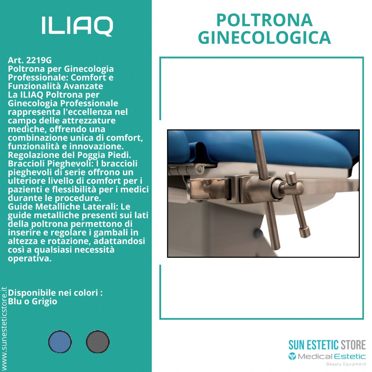 Iliaq poltrona ginecologica elettrica 3 motori