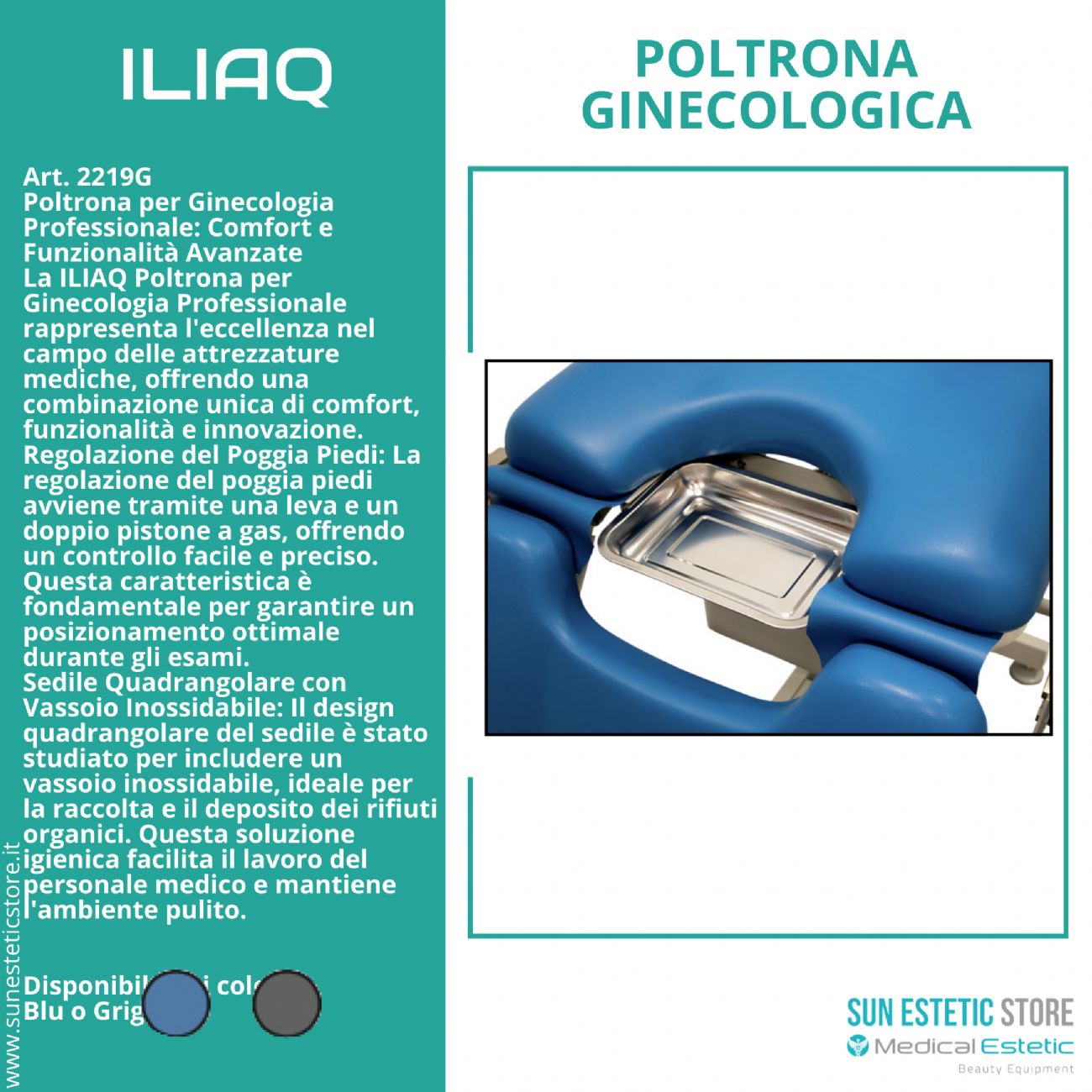 Iliaq poltrona ginecologica elettrica 3 motori