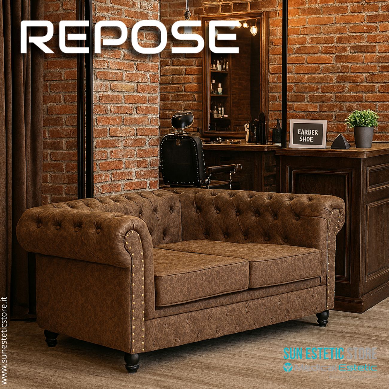 Repose divano in pelle reception arredamenti ingresso parrucchiere estetica