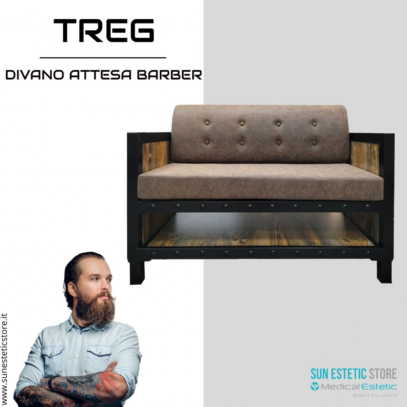 Treg divano in pelle reception arredamenti ingresso parrucchiere barber