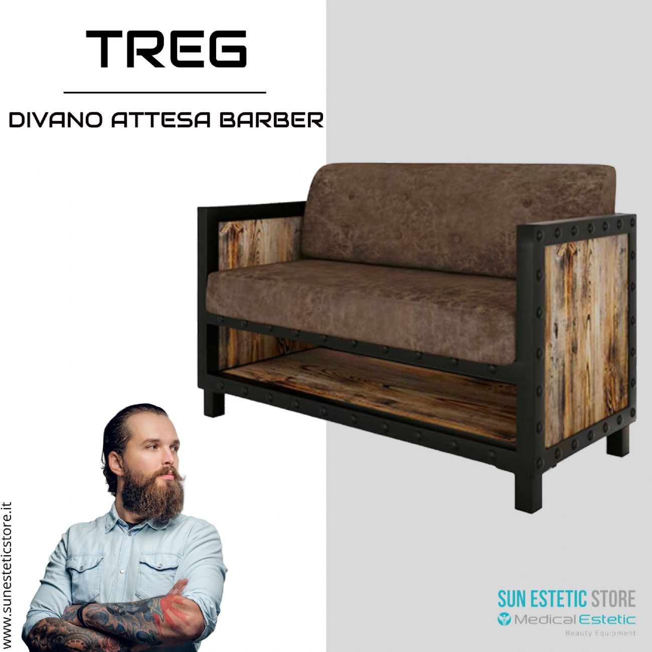 Treg divano in pelle reception arredamenti ingresso parrucchiere barber