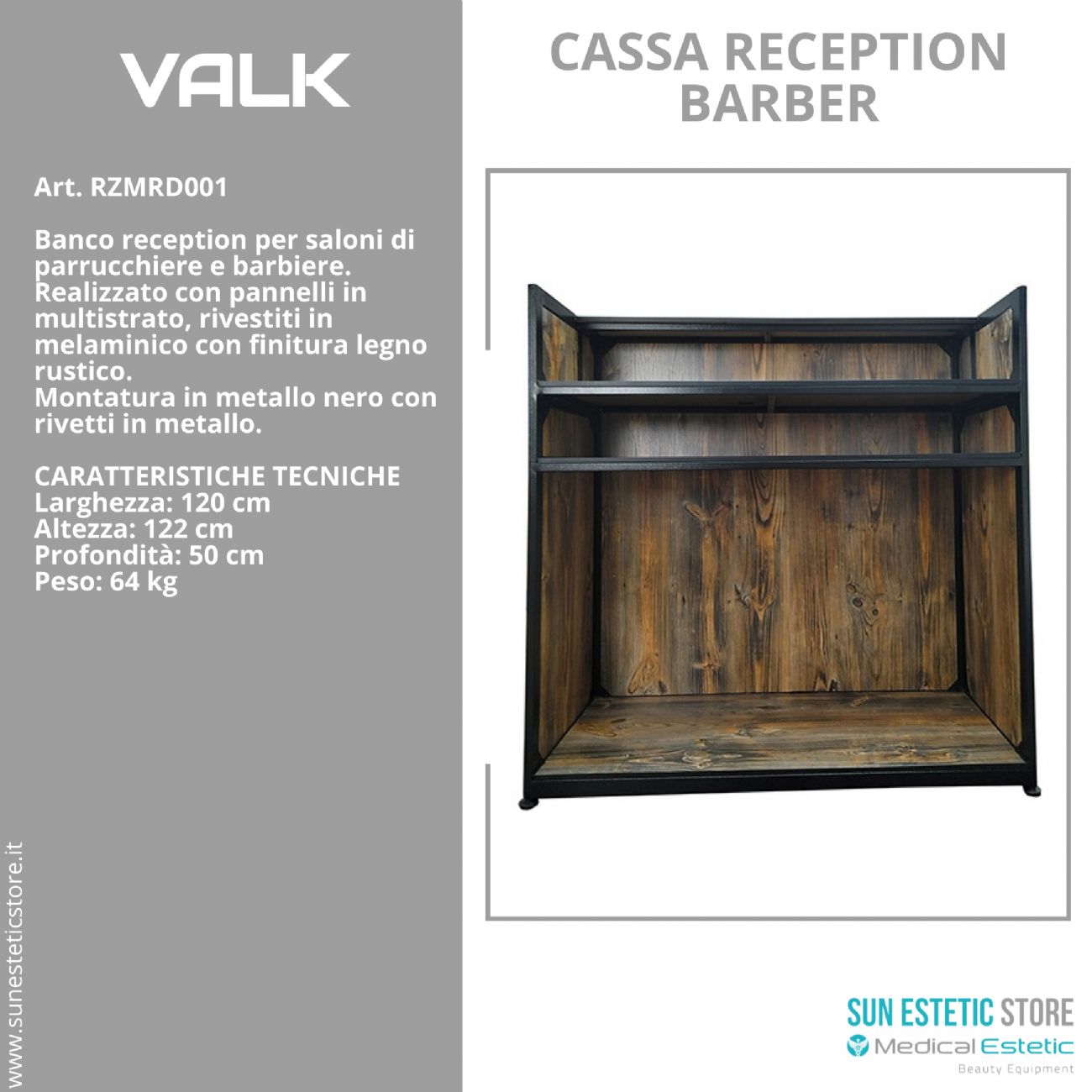 Valk banco cassa reception parrucchiere barber shop in lego e metallo