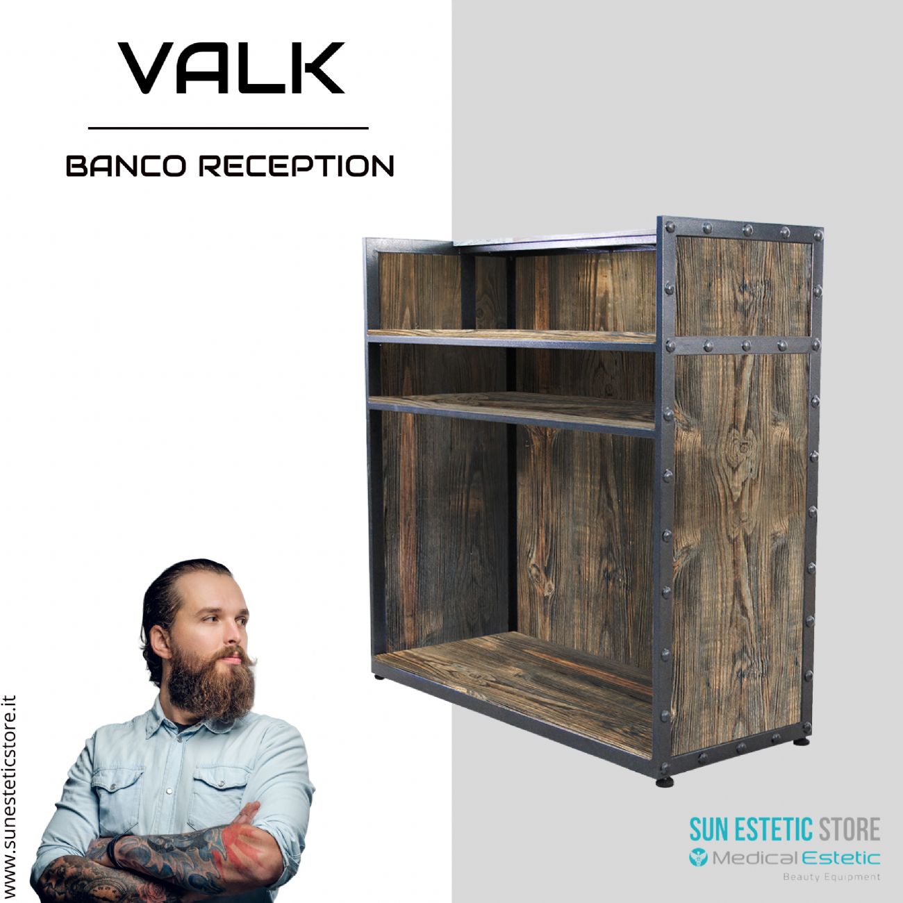 Valk banco cassa reception parrucchiere barber shop in lego e metallo