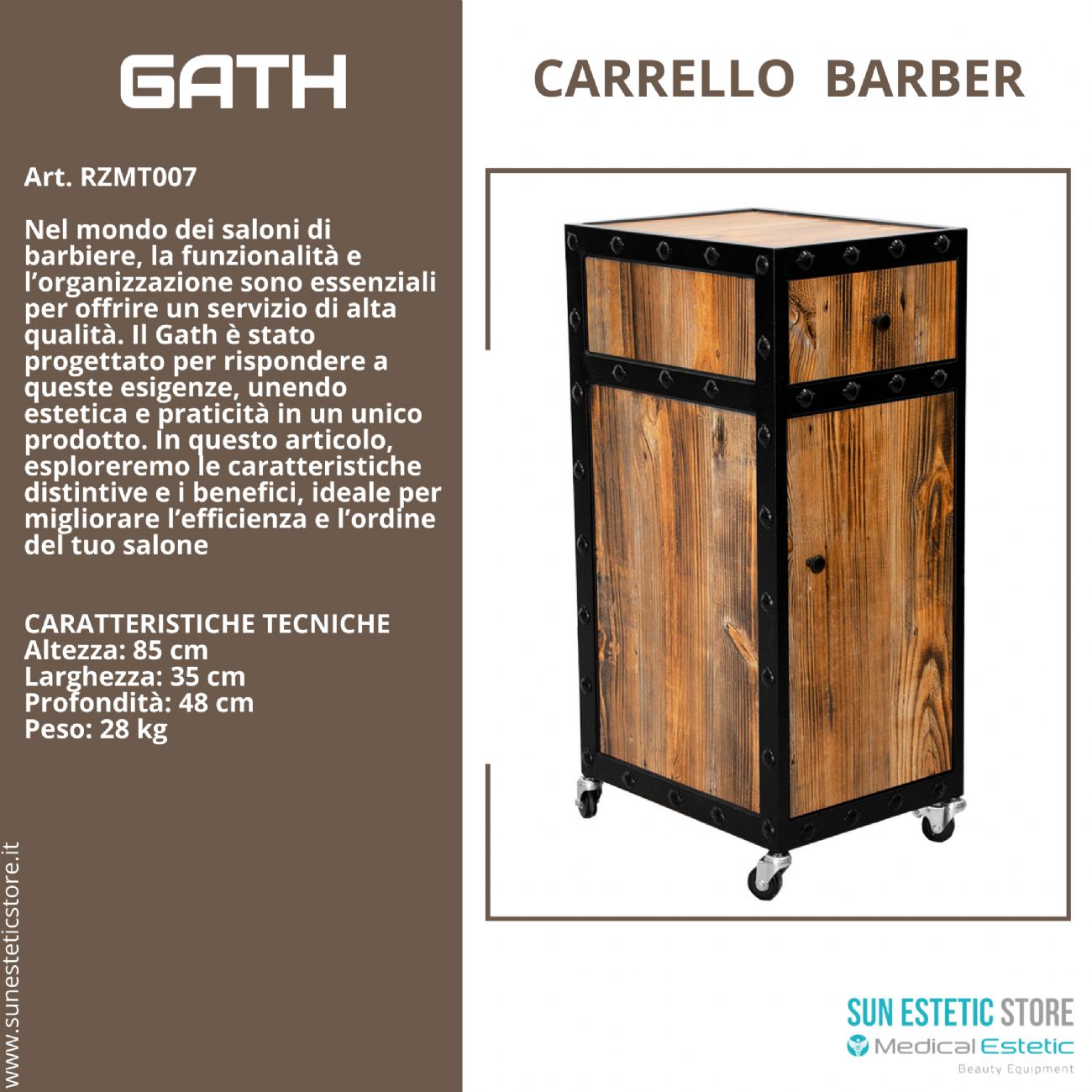 Gath carrello trolley per negozio parrucchiere maschile barbiere barber shop