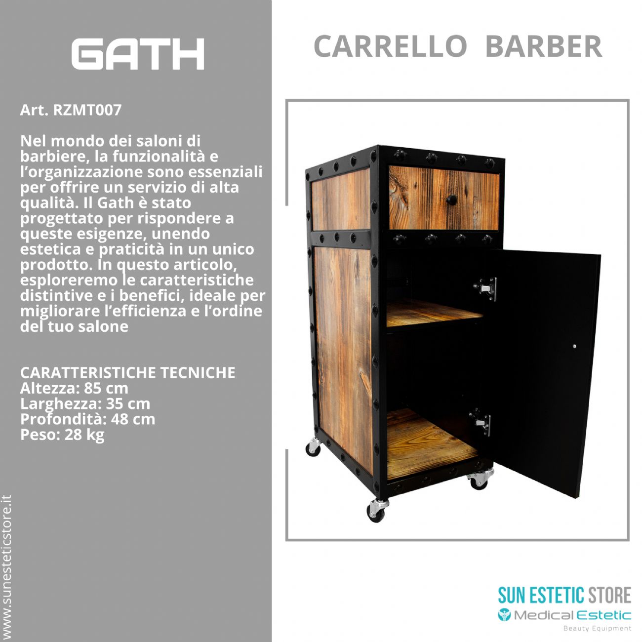 Gath carrello trolley per negozio parrucchiere maschile barbiere barber shop
