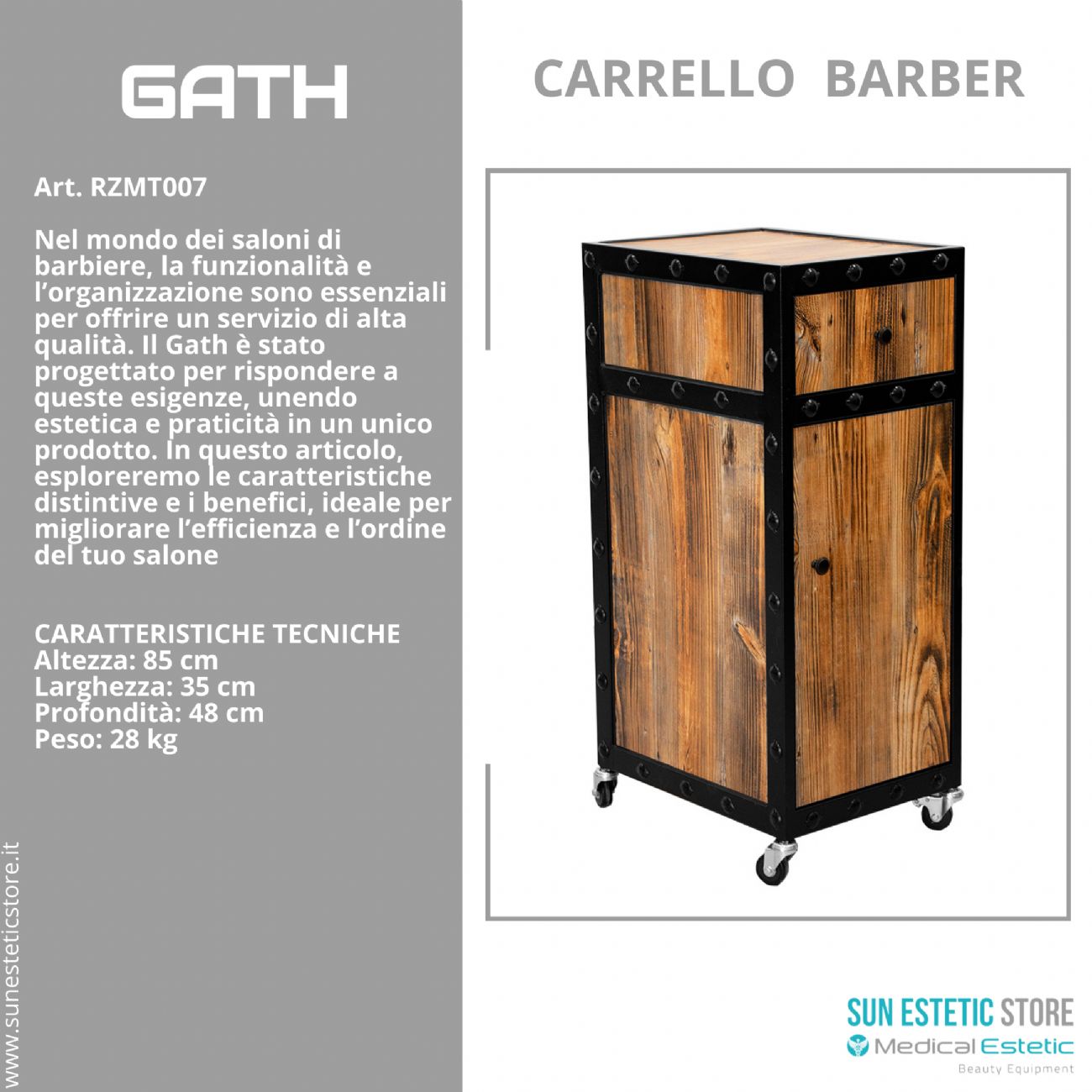 Gath carrello trolley per negozio parrucchiere maschile barbiere barber shop