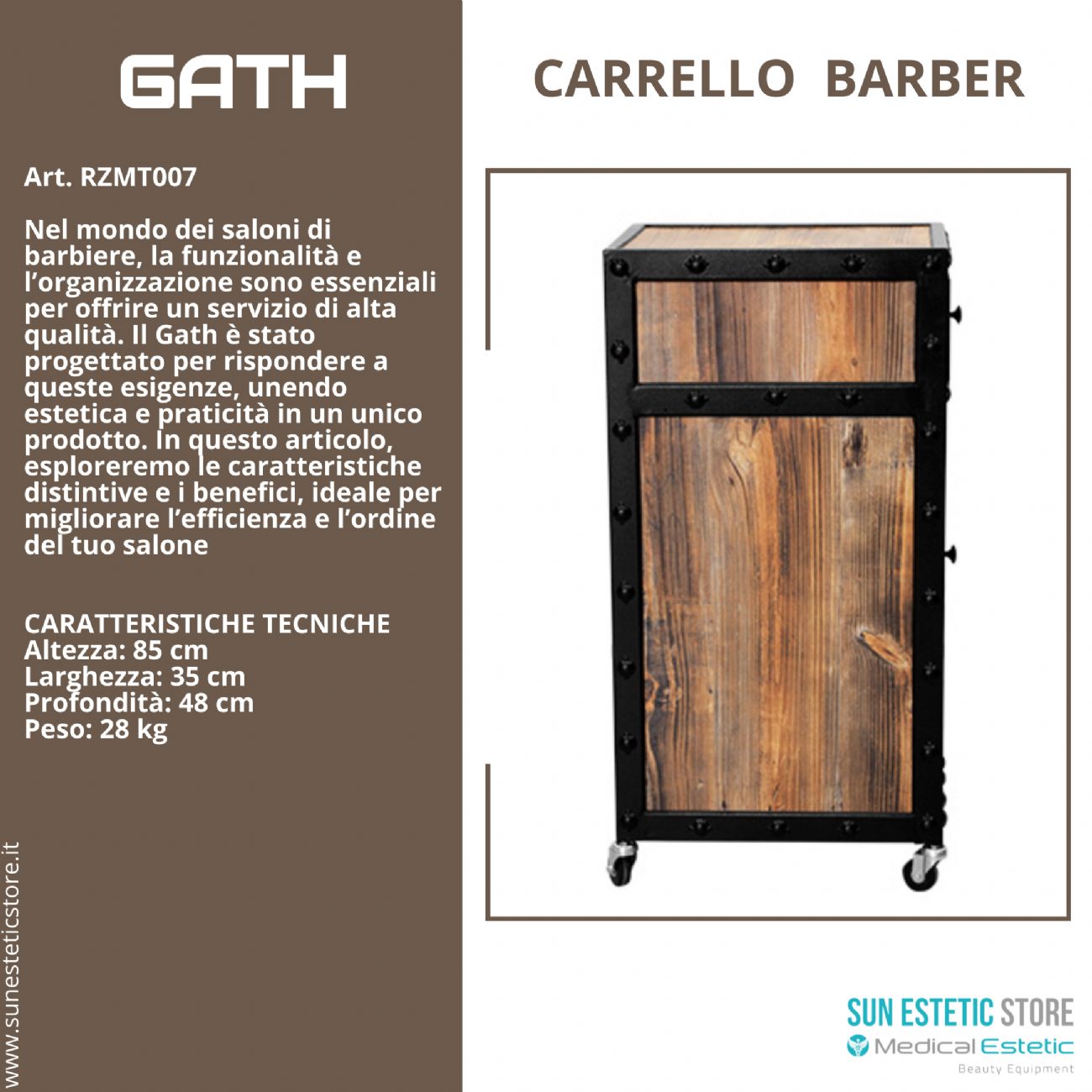 Gath carrello trolley per negozio parrucchiere maschile barbiere barber shop