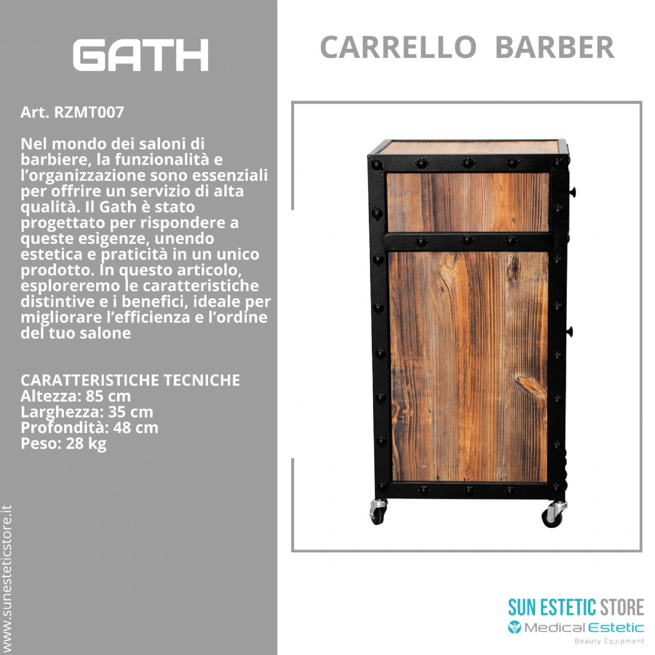 Gath carrello trolley per negozio parrucchiere maschile barbiere barber shop
