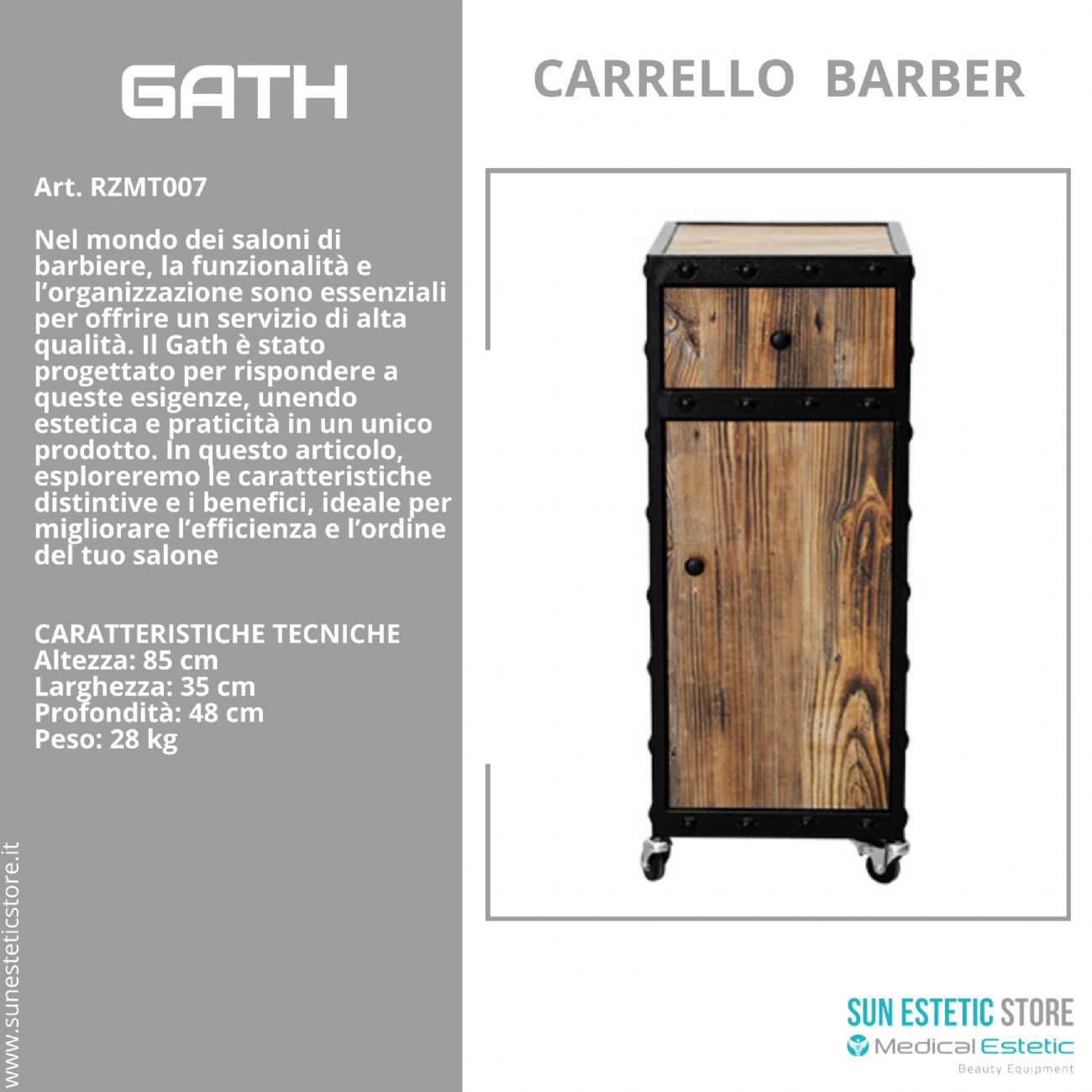 Gath carrello trolley per negozio parrucchiere maschile barbiere barber shop