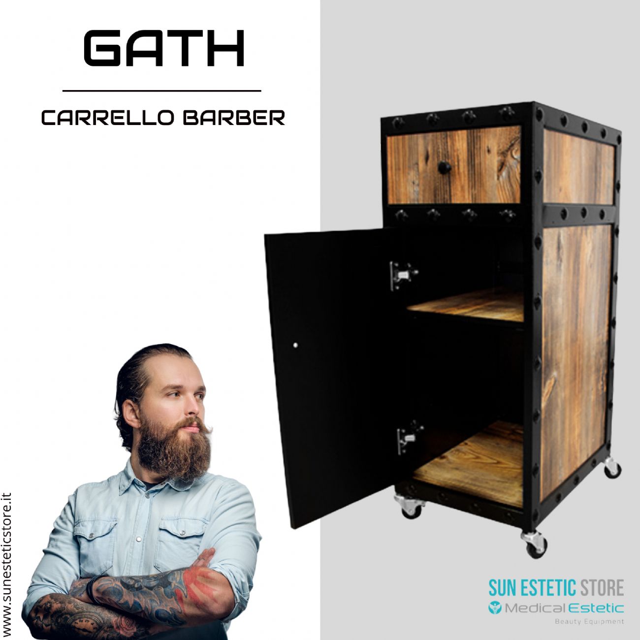 Gath carrello trolley per negozio parrucchiere maschile barbiere barber shop