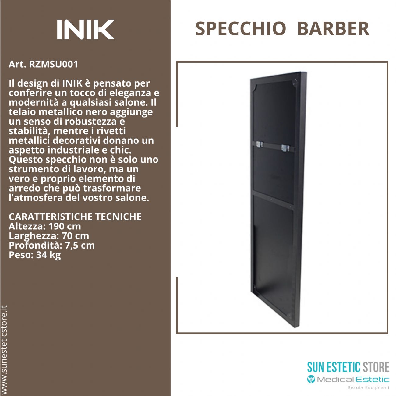 Inik specchiera per negozio parrucchiere maschile barbiere barber shop