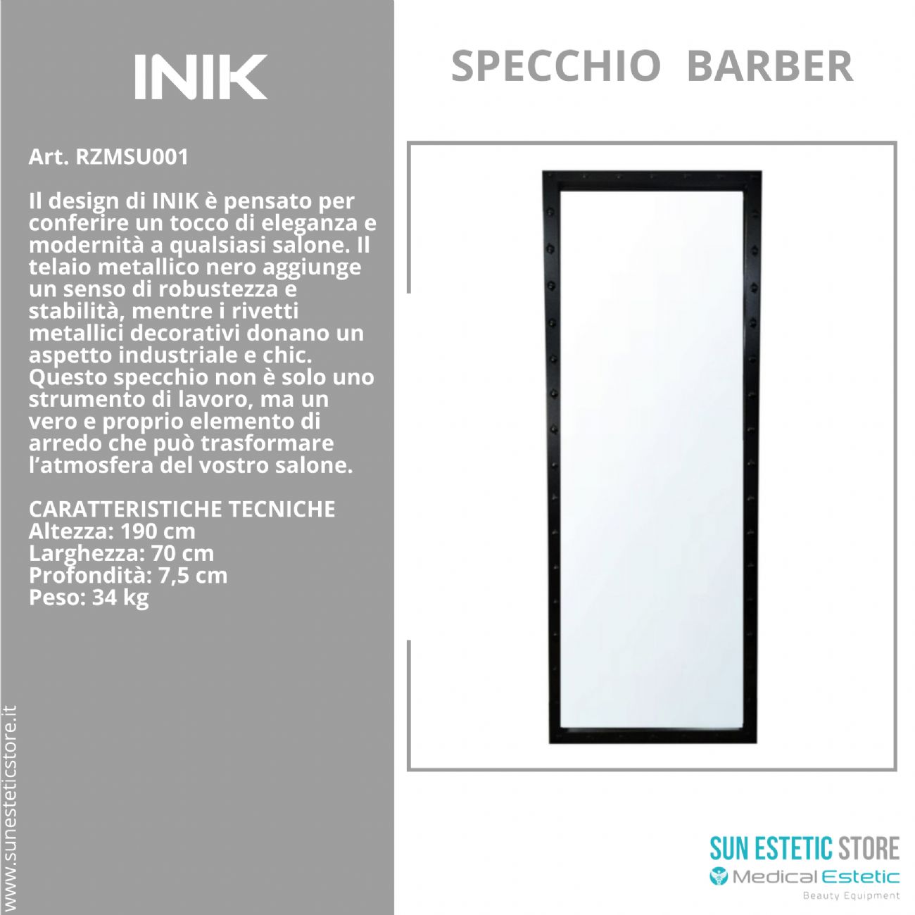 Inik specchiera per negozio parrucchiere maschile barbiere barber shop