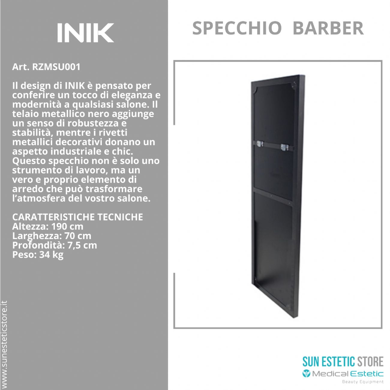 Inik specchiera per negozio parrucchiere maschile barbiere barber shop