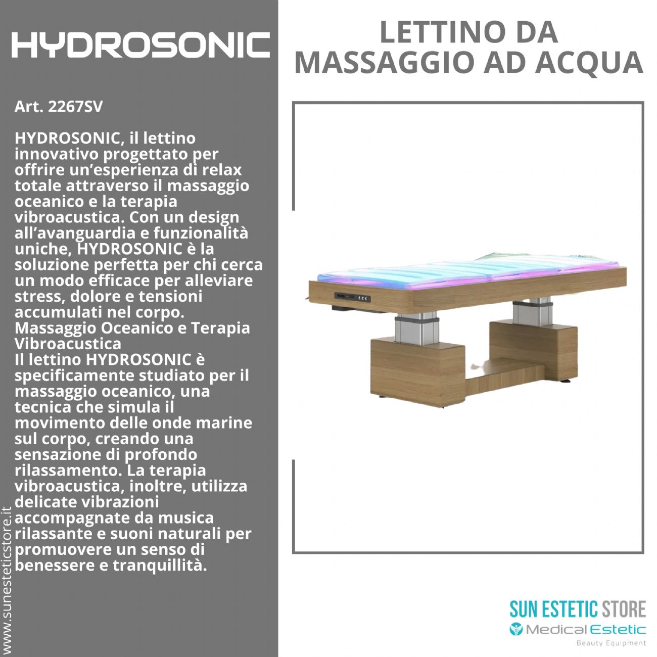 Hydrosonic lettino da massaggio Spa ad acqua vibroacustico