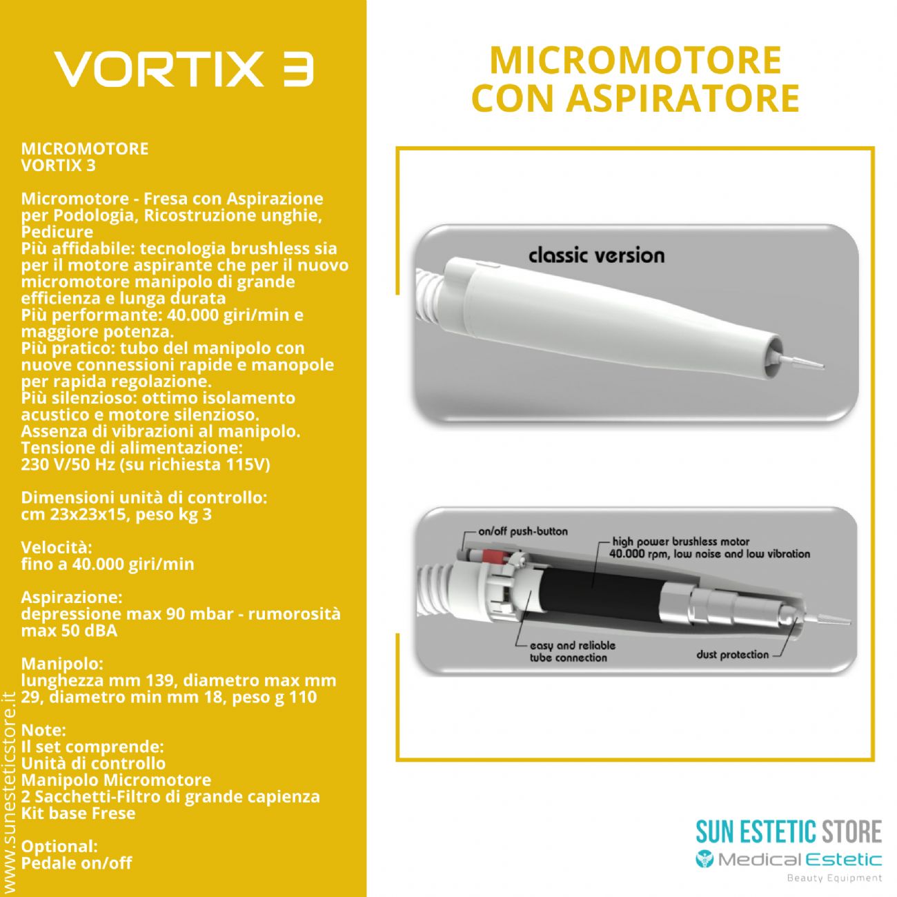 Vortex micromotore fresa podologica con aspirazione onicotecnica nails