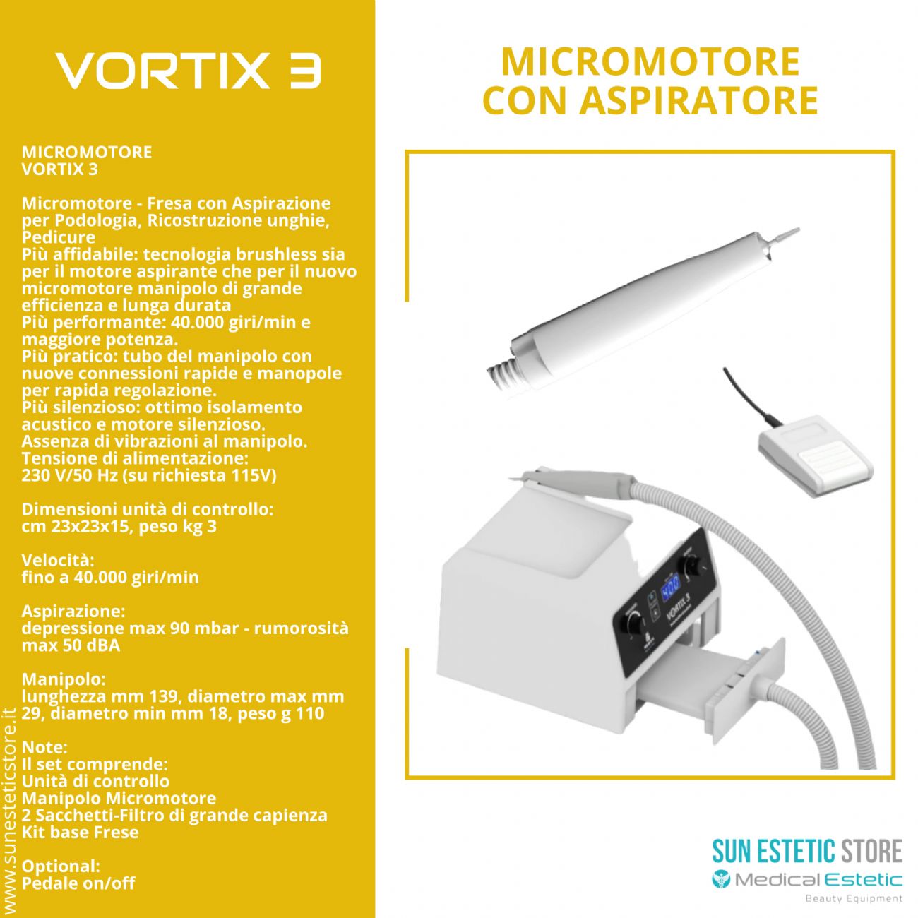 Vortix micromotore fresa podologica con aspirazione onicotecnica nails